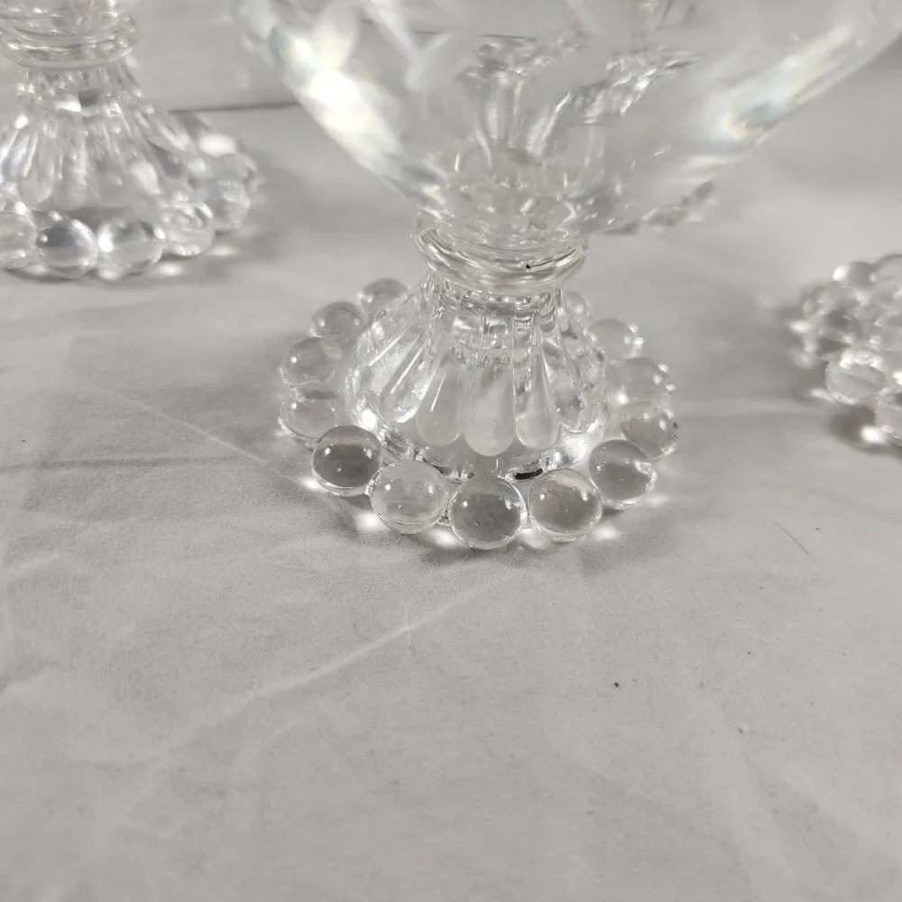 Set of 6 Anchor Hocking Etched Laurel Boopie Clear Champagne Sherbet Glasses